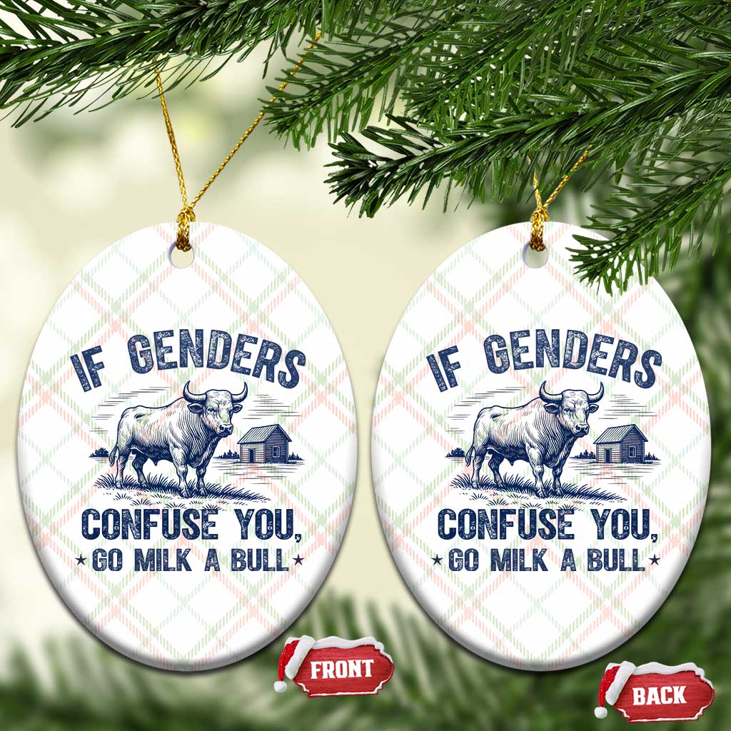 If Genders Confuse You Go Milk a Bull Ceramic Ornament Sarcastic Country Humor TS02 Print Your Wear