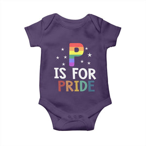 P is for Pride Baby Onesie Funny Rainbow Alphabet Celebrating LGBTQ+ Identity TS02 Purple Print Your Wear