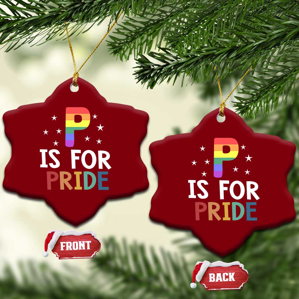 P is for Pride Ceramic Ornament Funny Rainbow Alphabet Celebrating LGBTQ+ Identity TS02 Print Your Wear