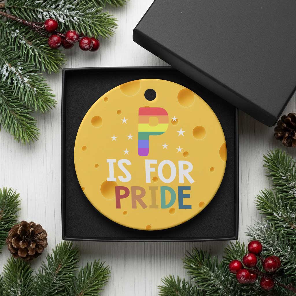 P is for Pride Ceramic Ornament Funny Rainbow Alphabet Celebrating LGBTQ+ Identity TS02 1pc Yellow Cheese Print Your Wear