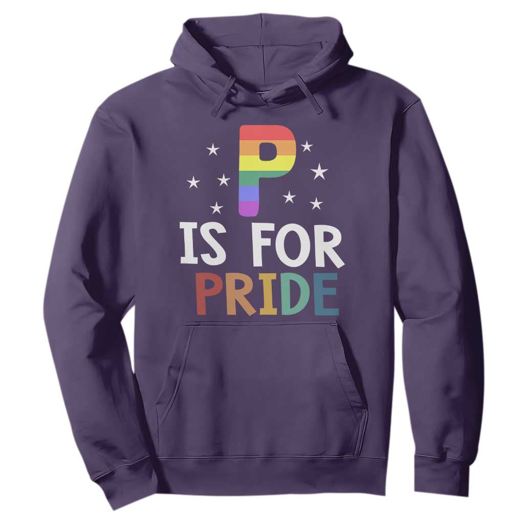 P is for Pride Hoodie Funny Rainbow Alphabet Celebrating LGBTQ+ Identity TS02 Purple Print Your Wear