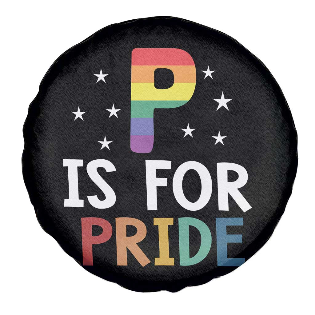 P is for Pride Spare Tire Cover Funny Rainbow Alphabet Celebrating LGBTQ+ Identity TS02 Print Your Wear