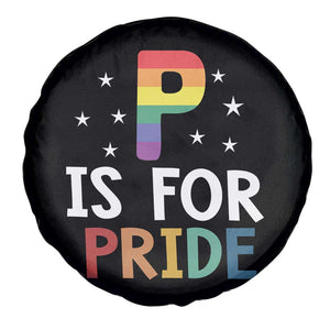 P is for Pride Spare Tire Cover Funny Rainbow Alphabet Celebrating LGBTQ+ Identity TS02 Print Your Wear