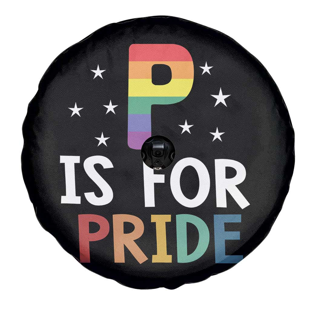 P is for Pride Spare Tire Cover Funny Rainbow Alphabet Celebrating LGBTQ+ Identity TS02 Print Your Wear