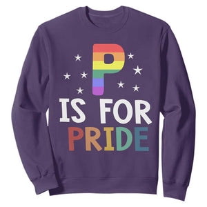 P is for Pride Sweatshirt Funny Rainbow Alphabet Celebrating LGBTQ+ Identity TS02 Purple Print Your Wear