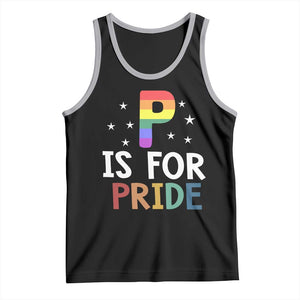 P is for Pride Tank Top Funny Rainbow Alphabet Celebrating LGBTQ+ Identity TS02 Black Athletic Heather Print Your Wear