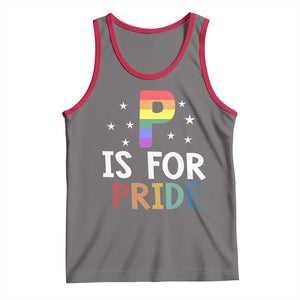 P is for Pride Tank Top Funny Rainbow Alphabet Celebrating LGBTQ+ Identity TS02 Deep Heather Red Print Your Wear