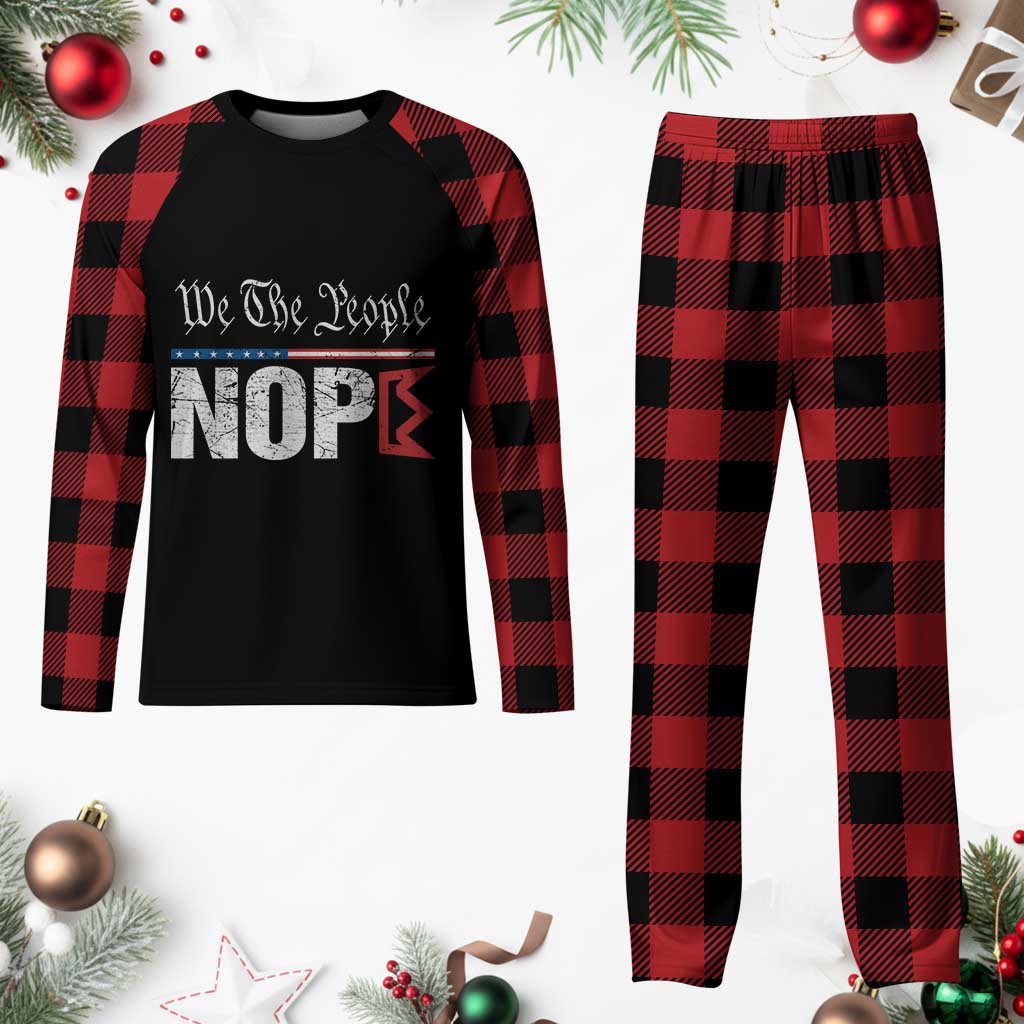We The People Say Nope Plaid Pajama Set Retro Patriotic No Kings Political Satire TS02 Buffalo Plaid Print Your Wear