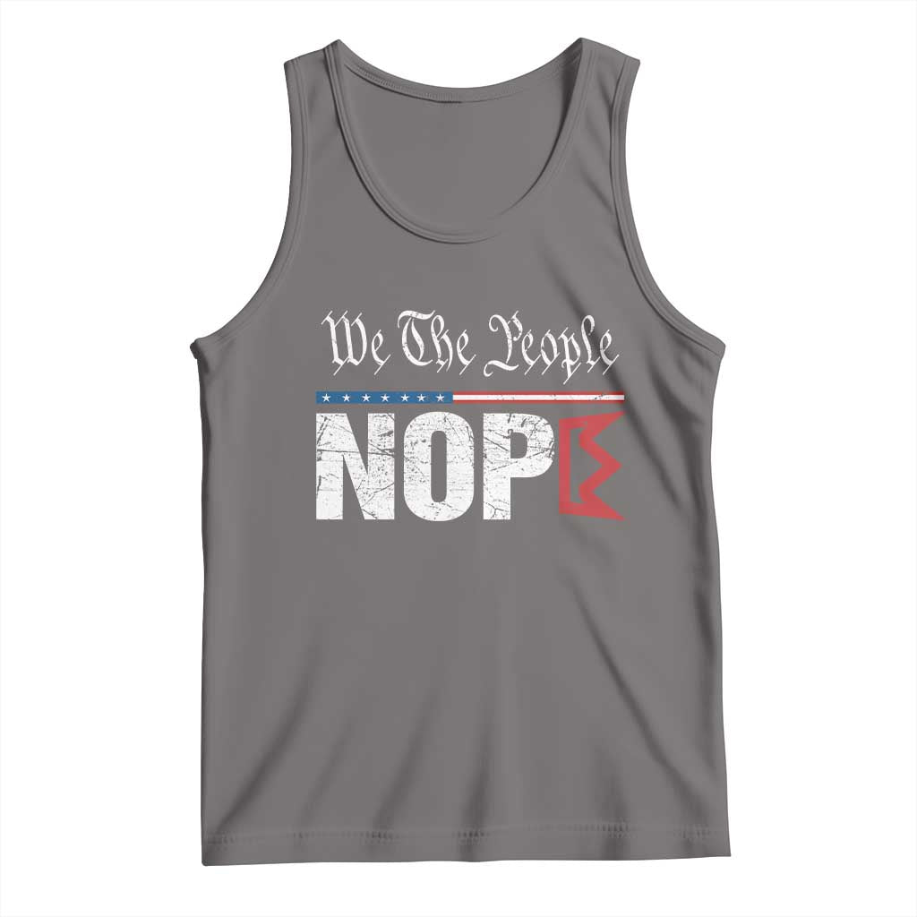 We The People Say Nope Tank Top Retro Patriotic No Kings Political Satire TS02 Deep Heather Print Your Wear