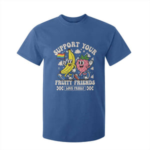 Support Your Fruity Friends T Shirt For Kid Retro Cute Banana and Berry LGBT Pride Support TS02 Royal Blue Print Your Wear