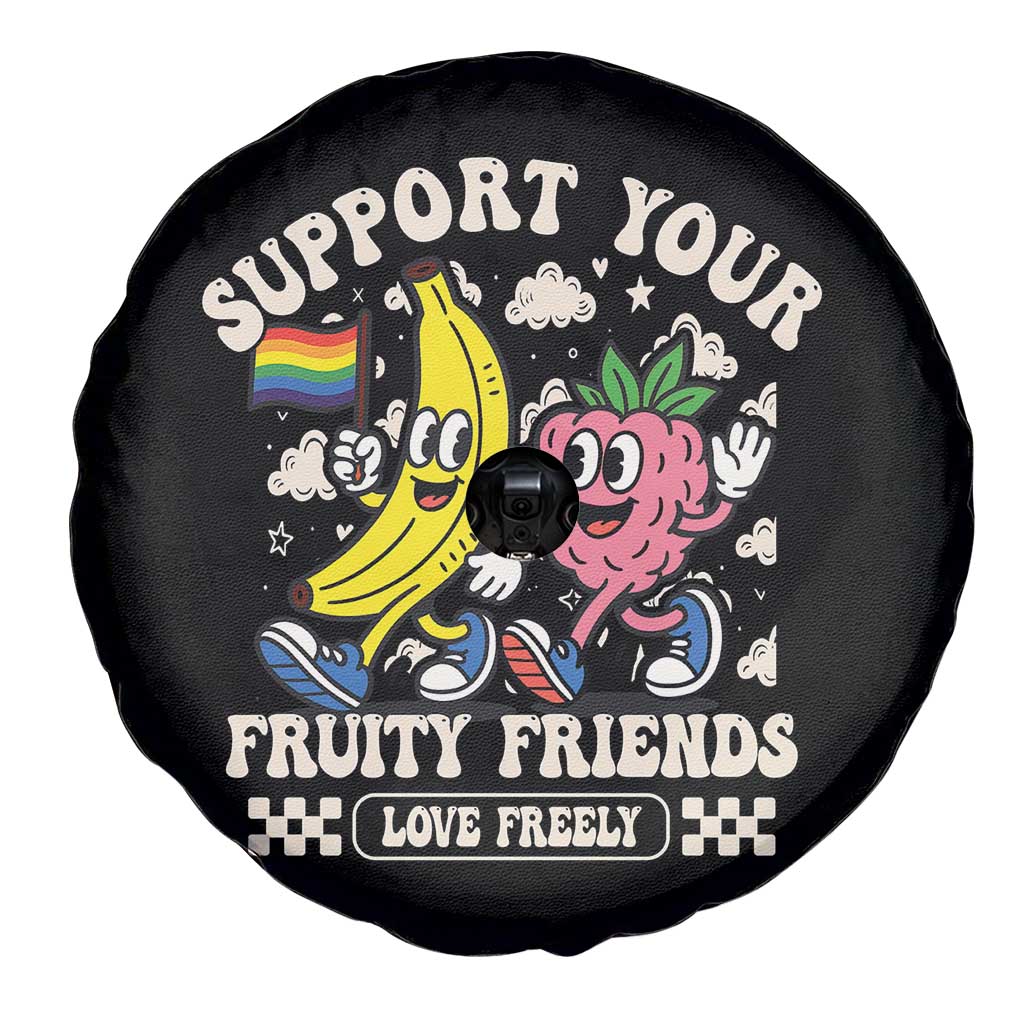 Support Your Fruity Friends Spare Tire Cover Retro Cute Banana and Berry LGBT Pride Support TS02 Print Your Wear
