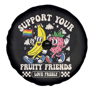 Support Your Fruity Friends Spare Tire Cover Retro Cute Banana and Berry LGBT Pride Support TS02 Print Your Wear