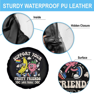 Support Your Fruity Friends Spare Tire Cover Retro Cute Banana and Berry LGBT Pride Support TS02 Print Your Wear