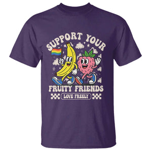 Support Your Fruity Friends T Shirt Retro Cute Banana and Berry LGBT Pride Support TS02 Purple Print Your Wear