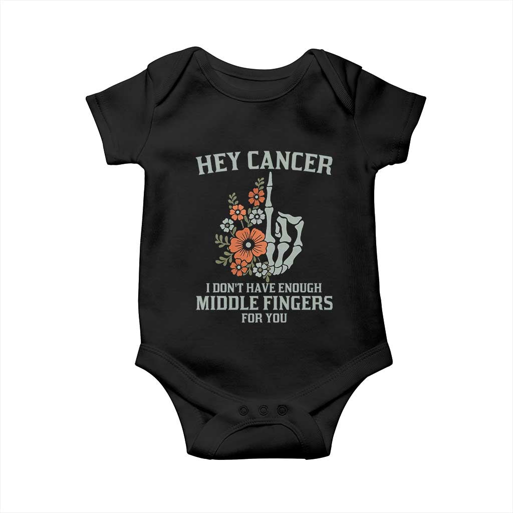 Anti Cancer Skeleton Middle Finger Baby Onesie Floral Fck Cancer TS02 Black Print Your Wear
