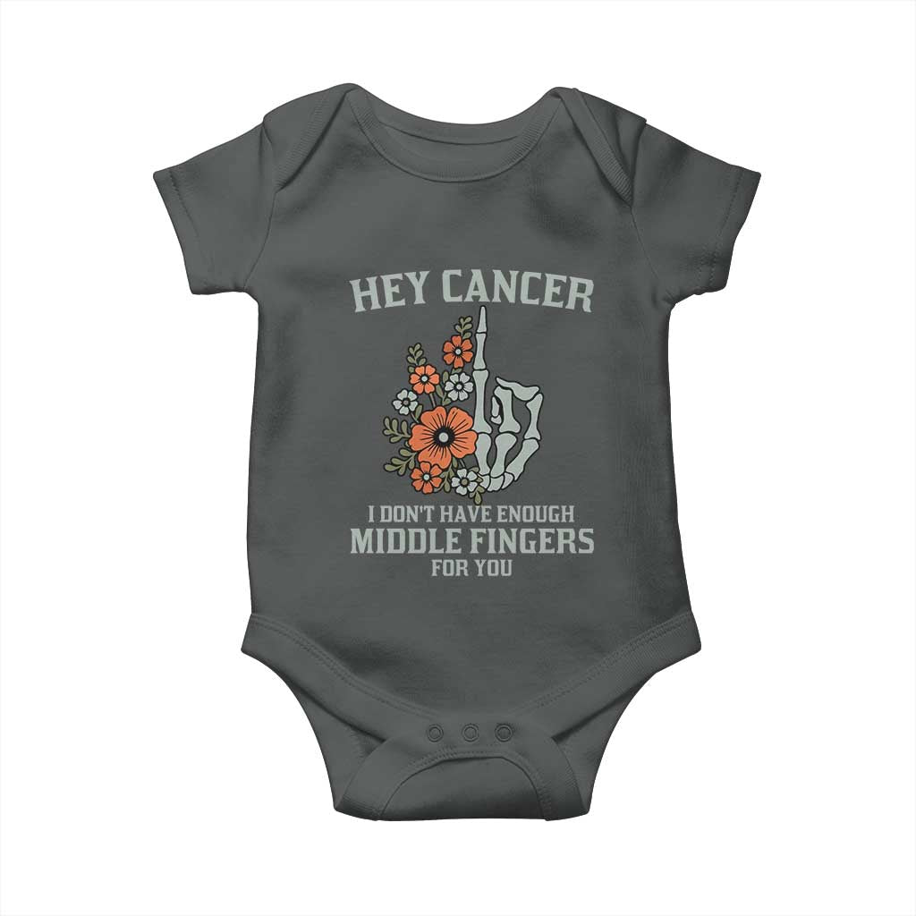 Anti Cancer Skeleton Middle Finger Baby Onesie Floral Fck Cancer TS02 Dark Heather Print Your Wear