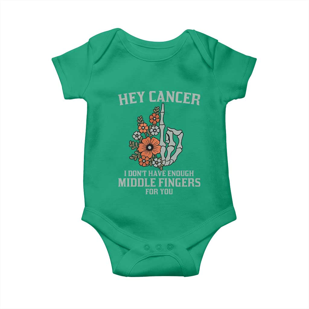Anti Cancer Skeleton Middle Finger Baby Onesie Floral Fck Cancer TS02 Irish Green Print Your Wear