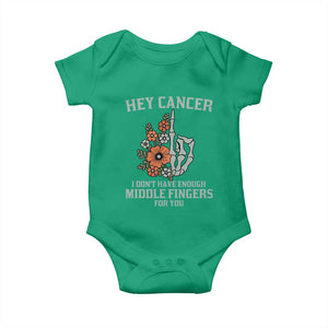 Anti Cancer Skeleton Middle Finger Baby Onesie Floral Fck Cancer TS02 Irish Green Print Your Wear