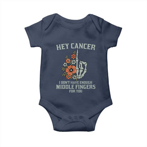Anti Cancer Skeleton Middle Finger Baby Onesie Floral Fck Cancer TS02 Navy Print Your Wear
