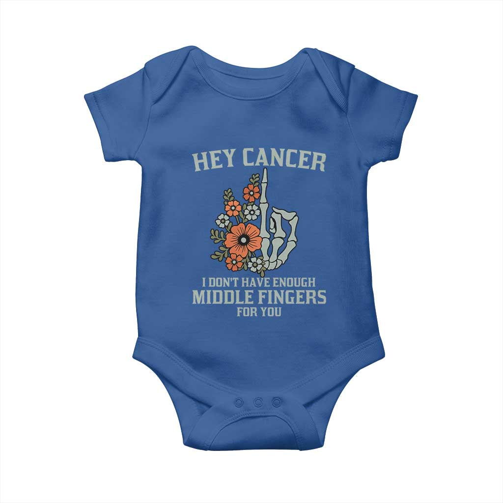 Anti Cancer Skeleton Middle Finger Baby Onesie Floral Fck Cancer TS02 Royal Blue Print Your Wear