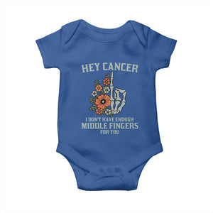Anti Cancer Skeleton Middle Finger Baby Onesie Floral Fck Cancer TS02 Royal Blue Print Your Wear