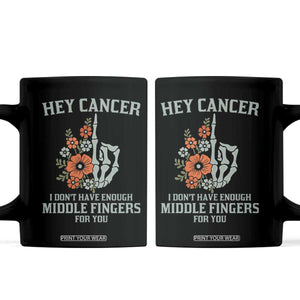 Anti Cancer Skeleton Middle Finger Coffee Mug Floral Fck Cancer TS02 Black Print Your Wear