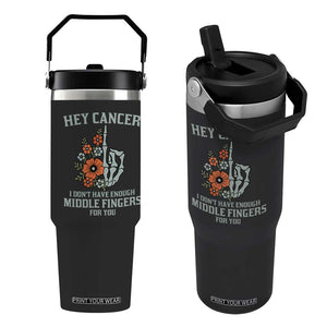 Anti Cancer Skeleton Middle Finger Flip Straw Tumbler Floral Fck Cancer TS02 One Size: 30 oz Black Print Your Wear