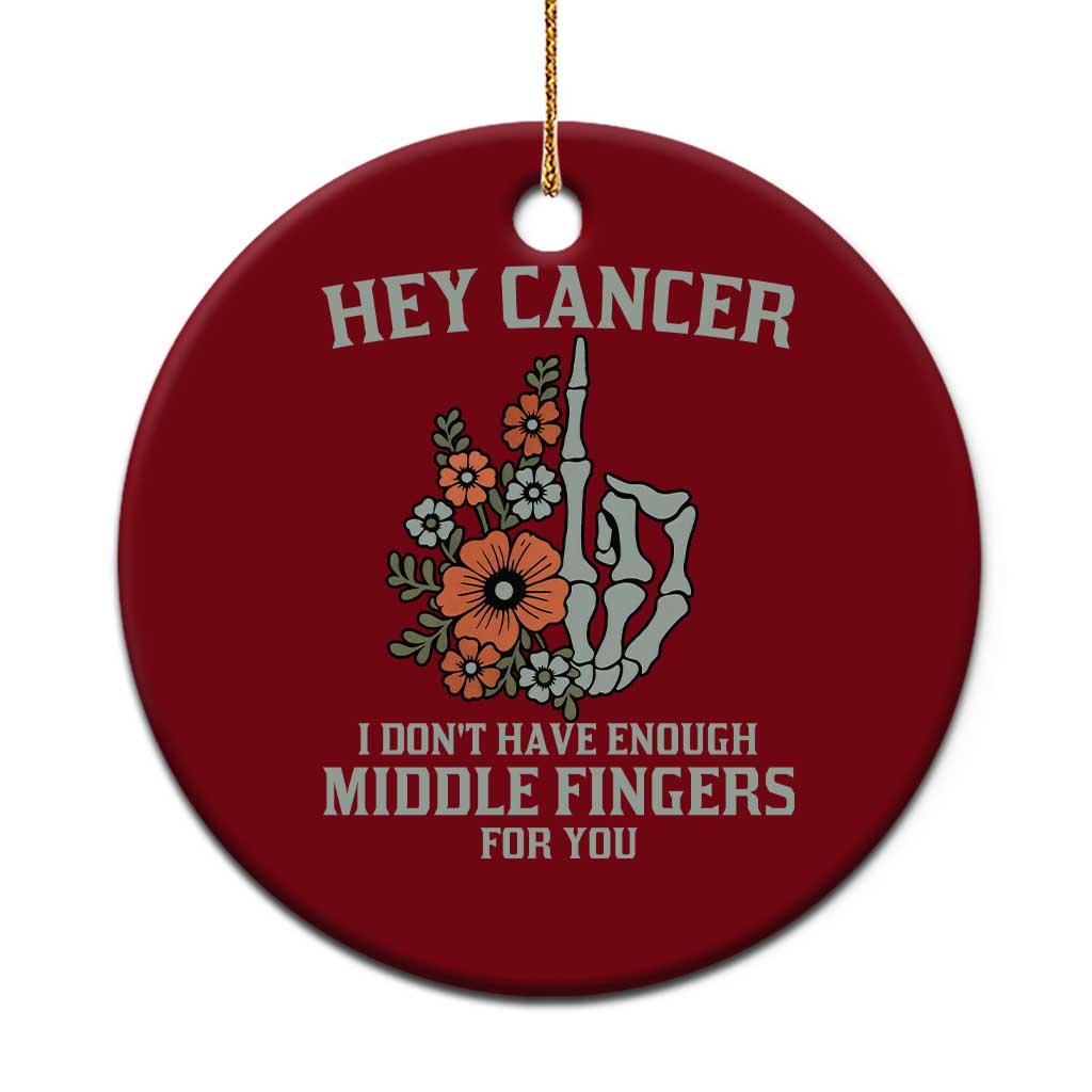 Anti Cancer Skeleton Middle Finger Ceramic Ornament Floral Fck Cancer TS02 1pc Red Print Your Wear