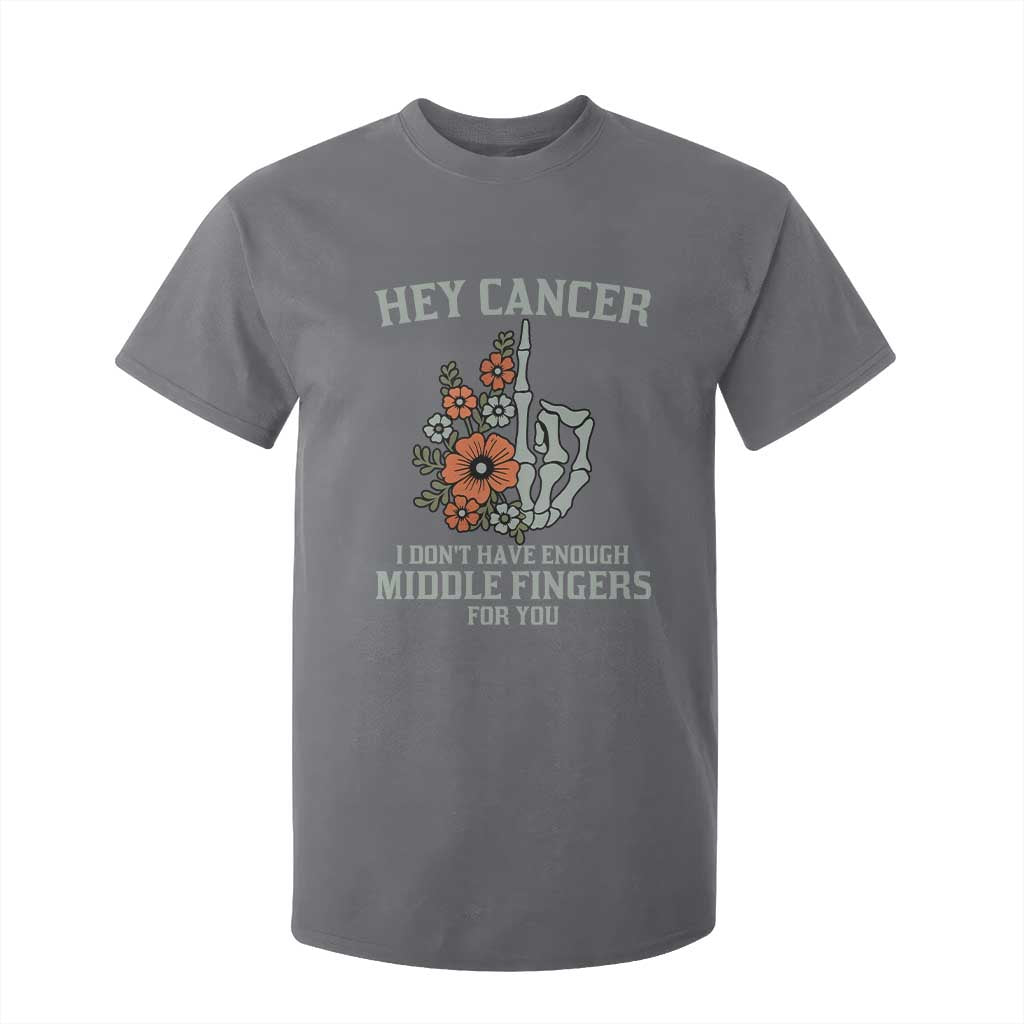 Anti Cancer Skeleton Middle Finger T Shirt For Kid Floral Fck Cancer TS02 Charcoal Print Your Wear