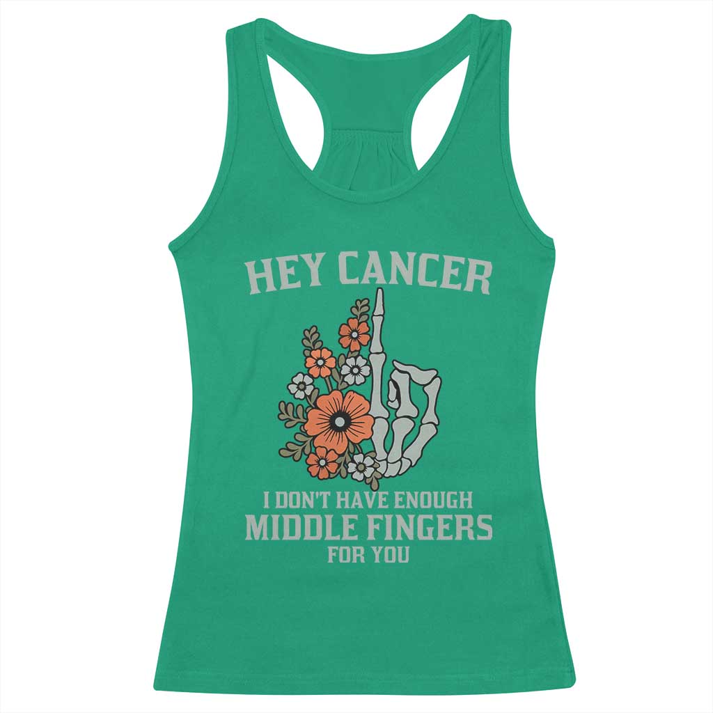 Anti Cancer Skeleton Middle Finger Racerback Tank Top Floral Fck Cancer TS02 Irish Green Print Your Wear