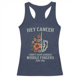 Anti Cancer Skeleton Middle Finger Racerback Tank Top Floral Fck Cancer TS02 Navy Print Your Wear