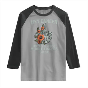 Anti Cancer Skeleton Middle Finger Raglan Shirt Floral Fck Cancer TS02 Sport Gray Black Print Your Wear