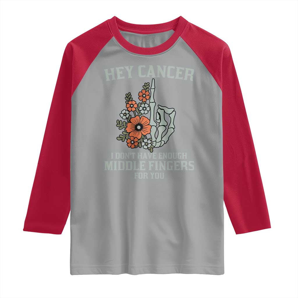 Anti Cancer Skeleton Middle Finger Raglan Shirt Floral Fck Cancer TS02 Sport Gray Red Print Your Wear