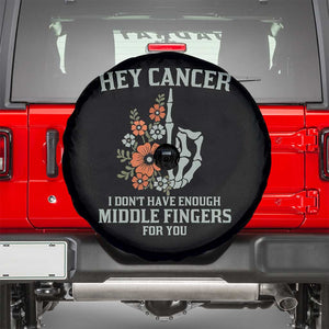 Anti Cancer Skeleton Middle Finger Spare Tire Cover Floral Fck Cancer TS02 Black Print Your Wear
