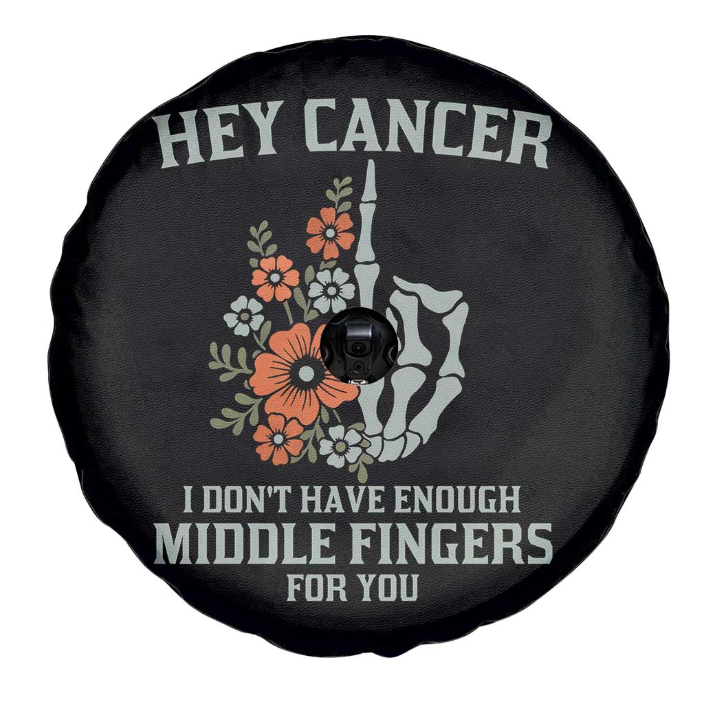 Anti Cancer Skeleton Middle Finger Spare Tire Cover Floral Fck Cancer TS02 Print Your Wear