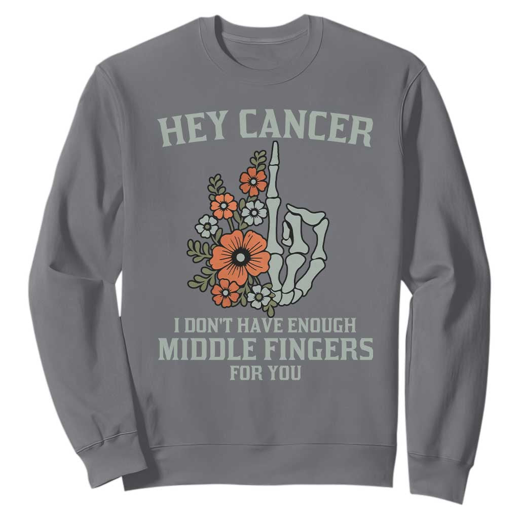 Anti Cancer Skeleton Middle Finger Sweatshirt Floral Fck Cancer TS02 Charcoal Print Your Wear