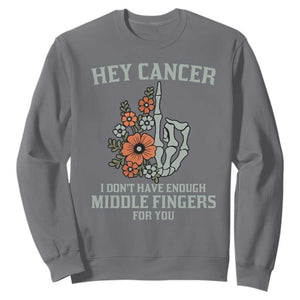 Anti Cancer Skeleton Middle Finger Sweatshirt Floral Fck Cancer TS02 Charcoal Print Your Wear