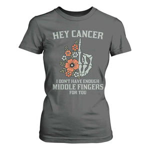 Anti Cancer Skeleton Middle Finger T Shirt For Women Floral Fck Cancer TS02 Dark Heather Print Your Wear