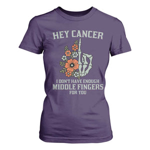 Anti Cancer Skeleton Middle Finger T Shirt For Women Floral Fck Cancer TS02 Purple Print Your Wear