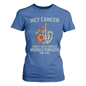 Anti Cancer Skeleton Middle Finger T Shirt For Women Floral Fck Cancer TS02 Royal Blue Print Your Wear