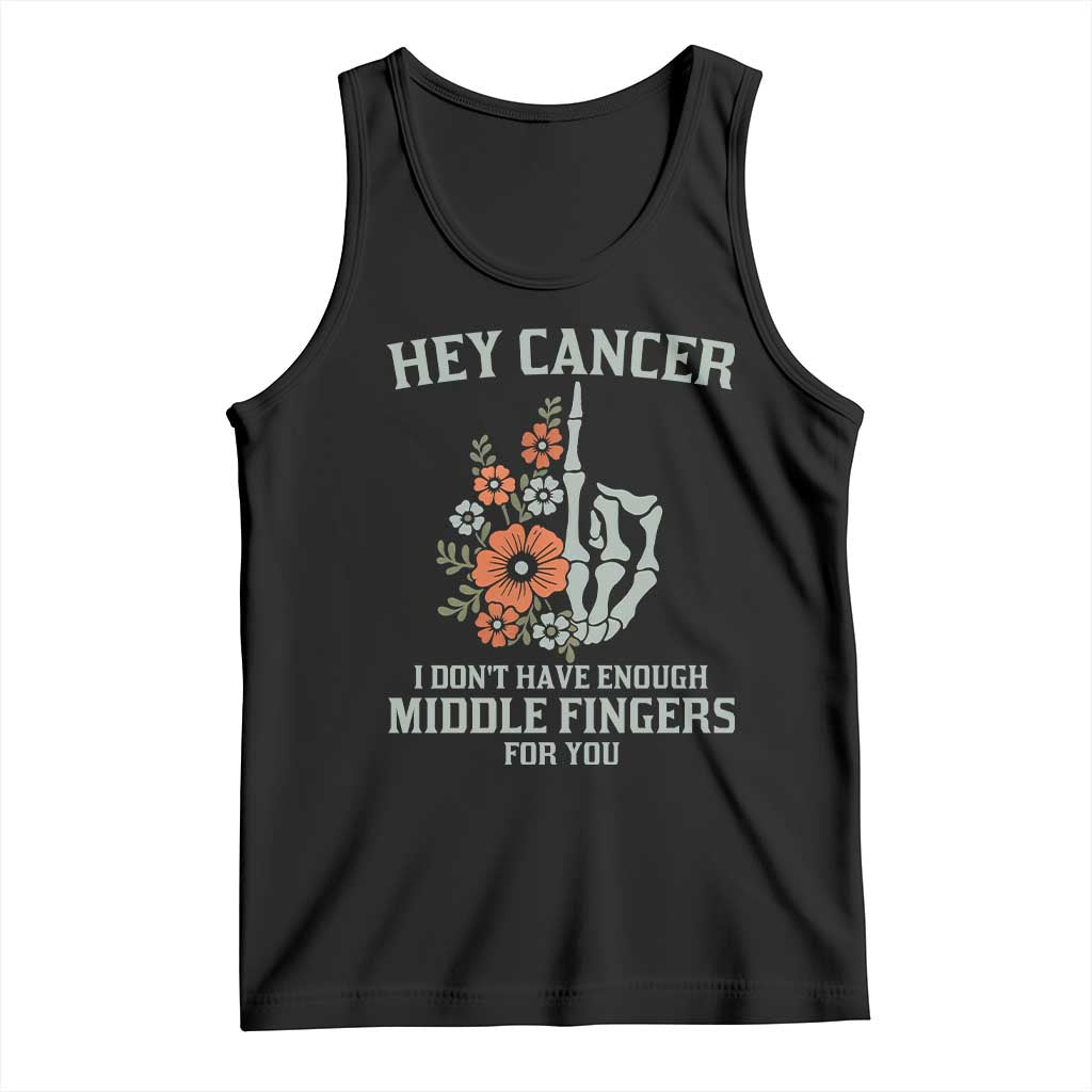 Anti Cancer Skeleton Middle Finger Tank Top Floral Fck Cancer TS02 Black Print Your Wear