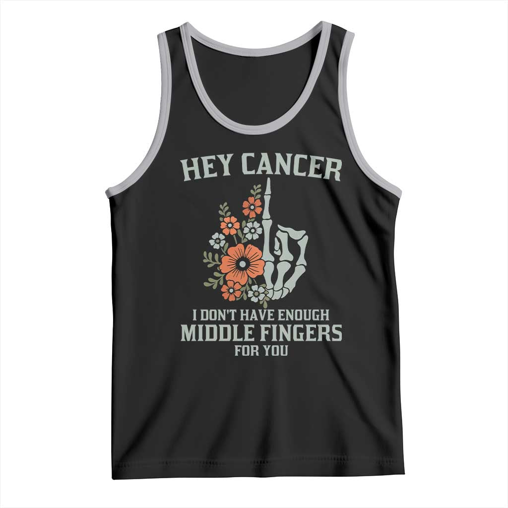 Anti Cancer Skeleton Middle Finger Tank Top Floral Fck Cancer TS02 Black Athletic Heather Print Your Wear