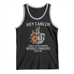 Anti Cancer Skeleton Middle Finger Tank Top Floral Fck Cancer TS02 Black Athletic Heather Print Your Wear
