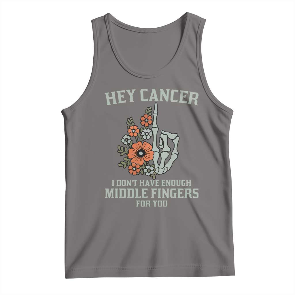 Anti Cancer Skeleton Middle Finger Tank Top Floral Fck Cancer TS02 Deep Heather Print Your Wear