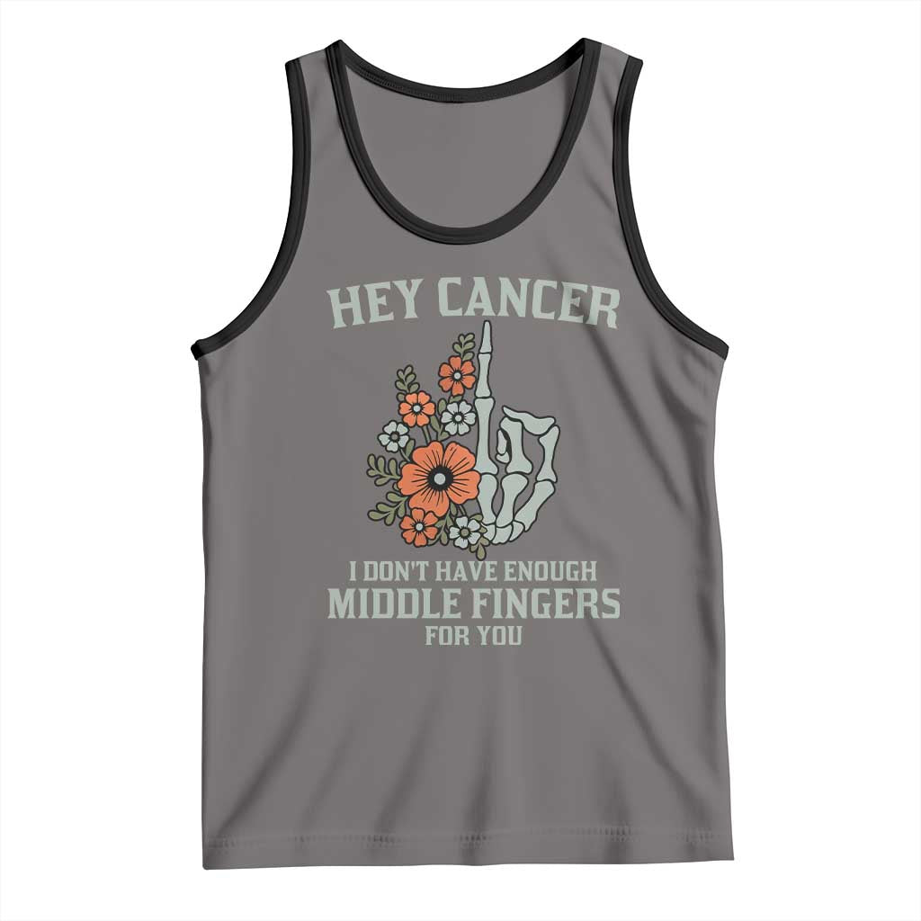 Anti Cancer Skeleton Middle Finger Tank Top Floral Fck Cancer TS02 Deep Heather Black Print Your Wear
