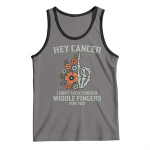 Anti Cancer Skeleton Middle Finger Tank Top Floral Fck Cancer TS02 Deep Heather Black Print Your Wear