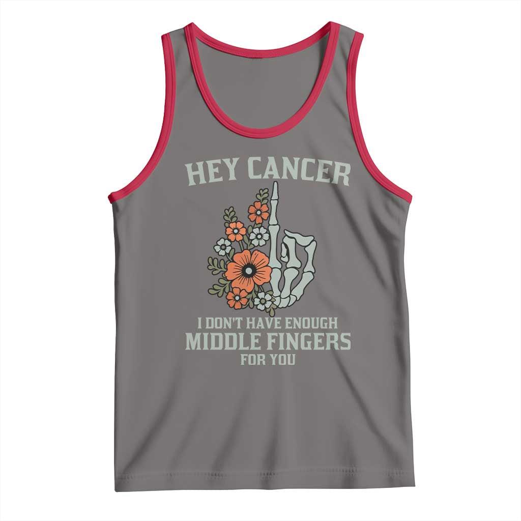Anti Cancer Skeleton Middle Finger Tank Top Floral Fck Cancer TS02 Deep Heather Red Print Your Wear