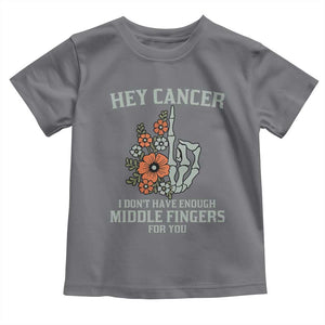 Anti Cancer Skeleton Middle Finger Toddler T Shirt Floral Fck Cancer TS02 Charcoal Print Your Wear