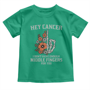 Anti Cancer Skeleton Middle Finger Toddler T Shirt Floral Fck Cancer TS02 Irish Green Print Your Wear