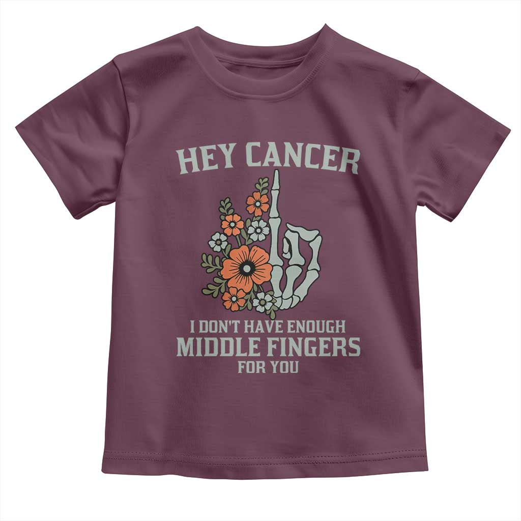 Anti Cancer Skeleton Middle Finger Toddler T Shirt Floral Fck Cancer TS02 Maroon Print Your Wear